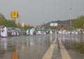 Rainy day in Arafat,Hajj, Pilgrims performing Hajj, Islam, Makkah, Saudi Arabia, August 2019