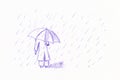 Rainy day, blue penball sketch Royalty Free Stock Photo