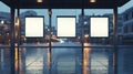 Rainy Day Bus Station Mockup with Wet Reflections A 3D Royalty Free Stock Photo