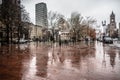 Rainy day in city of boston massachusetts Royalty Free Stock Photo