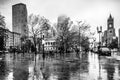Rainy day in city of boston massachusetts Royalty Free Stock Photo