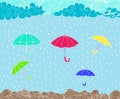 HAND DRAWN RAIN AND UMBRELLA