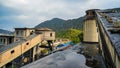 Scene of abandoned factory facilities in Wangping Coal Mine, Beijing, China Royalty Free Stock Photo