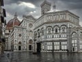 Rainy Day View of Florence\'s Cathedral, Baptistry, and Dome Royalty Free Stock Photo