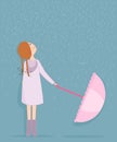 Rainy day, girl with umbrella vector