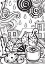 Rainy Day But I Love It Line Art and Outline Illustration