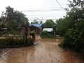 Rainy day in an Isaan village in Thailand Royalty Free Stock Photo