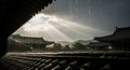 Rainy Day at a Korean Temple Royalty Free Stock Photo