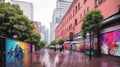 Rainy day landscape illustration painting ai generated artwork