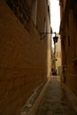 Rainy day on the old narrow street in Mdina - Silent City Royalty Free Stock Photo