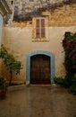 Rainy day on the old narrow street in Mdina - Silent City Royalty Free Stock Photo