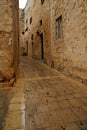 Rainy day on the old narrow street in Mdina - Silent City Royalty Free Stock Photo