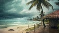 Rainy Day over tropical beach