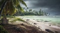 Rainy Day over tropical beach Royalty Free Stock Photo