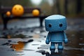 Rainy day solitude a blue toy evokes a sense of sadness Royalty Free Stock Photo