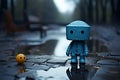 Rainy day solitude a blue toy evokes a sense of sadness Royalty Free Stock Photo