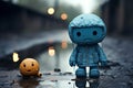 Rainy day solitude a blue toy evokes a sense of sadness Royalty Free Stock Photo