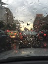 Rainy day in traffic Royalty Free Stock Photo
