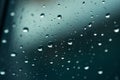 Rainy day view raindrops form a delicate pattern on window glass Royalty Free Stock Photo