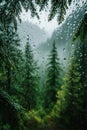 Rainy Day View Through Window Lush Green Forest Royalty Free Stock Photo