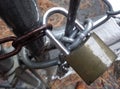 Rainy Day Wet Padlock on Chainlink Gate Royalty Free Stock Photo