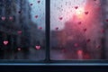 Rainy Day Window View Valentine Day background