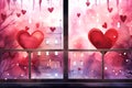 Rainy Day Window View Valentine Day background