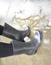 It is raining and I am wearing rubber boots Royalty Free Stock Photo