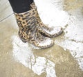 It is raining and I am wearing rubber boots Royalty Free Stock Photo