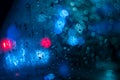 Rainy days on night blur bokeh for background Royalty Free Stock Photo