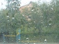 rainy days rain drops on the window surface Royalty Free Stock Photo