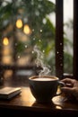 Rainy days reflections: Sipping serenity Royalty Free Stock Photo