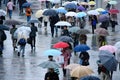 Rainy days at the train station. Royalty Free Stock Photo