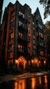 Rainy Evening NYC Apartment Building Royalty Free Stock Photo