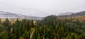 Rainy foggy weather in the Carpathian valley in beautiful Ukraine in the village of Dzembronya Royalty Free Stock Photo