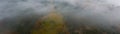 Rainy foggy weather in the Carpathian valley in beautiful Ukraine in the village of Dzembronya Royalty Free Stock Photo