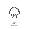 rainy icon vector from miscellaneous collection. Thin line rainy outline icon vector illustration. Outline, thin line rainy icon Royalty Free Stock Photo