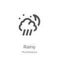 rainy icon vector from miscellaneous collection. Thin line rainy outline icon vector illustration. Outline, thin line rainy icon Royalty Free Stock Photo