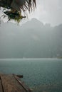 Rainy landscape at Chieou Laan lake in Thailand