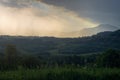 Rainy landscape over mountains in Dragacevo