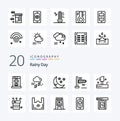 20 Rainy Line icon Pack like wind blowing thunder windy air
