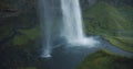 Rainy moody shoot of Seljalandfoss waterfall Iceland Royalty Free Stock Photo