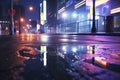 Rainy Night in the City Royalty Free Stock Photo