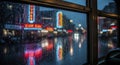 Rainy Night City Street View Window Royalty Free Stock Photo