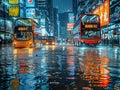 Rainy Night in Hong Kong Royalty Free Stock Photo