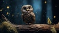 Rainy Night: A Realistic Zbrush Owl On Branch