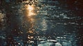 Rainy Night Reflecting City Lights on Street