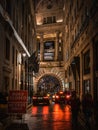 A rainy night scene in London