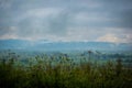 Rainy panorama over green fields Royalty Free Stock Photo