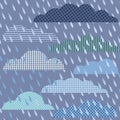 Rainy seamless pattern with clouds